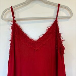 Cleobella Red Slip Dress with Lace Size Small